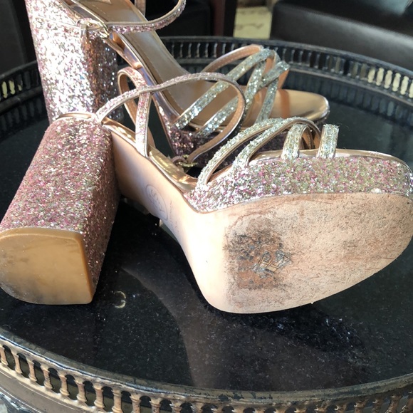 ASH pink copper platform strappy sandals Glitter Size 9 US 40 UK/Eur - Picture 10 of 14